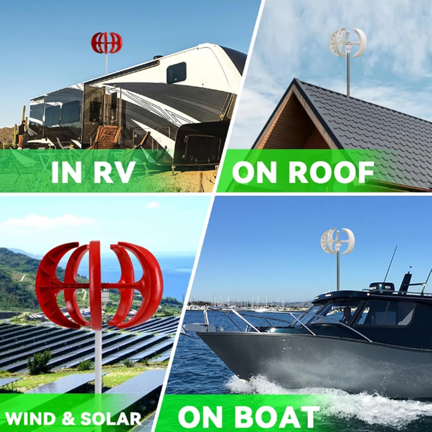 1000W Wind Turbine Vertical Permanent Maglev Generator,12V 24V 48V with Charge Controller Applicable Emergency Power Generation-5 Blades (Red)