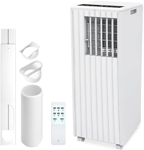 8,000 BTU Portable Air Conditioner - 3-In-1 Cooling, Dehumidifier & Fan for Rooms Up to 350 Sq.Ft. - Quiet AC Unit With Remote, 24H Timer & Window Kit