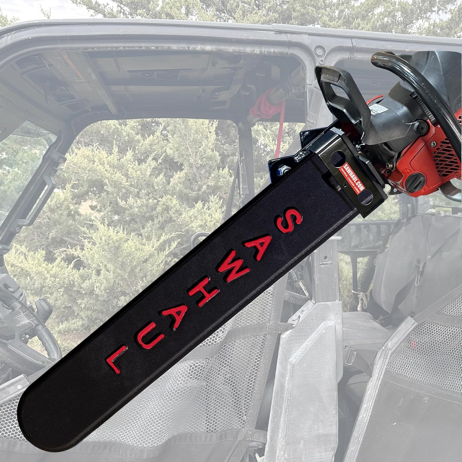 SawHaul Universal Chainsaw Holder for Tubing and ROPS - Made in Kansas USA - Snap-Lok Rotating Mount Chainsaw Carrier (36