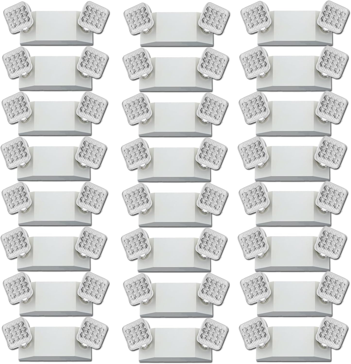 LED Emergency Lights with Battery Backup, Two Head Adjustable Commercial Emergency Lights Fixture, Hardwired Emergency Light for Home Power Failure Hallway Stairway, Business AC 120-277V 24 Pack