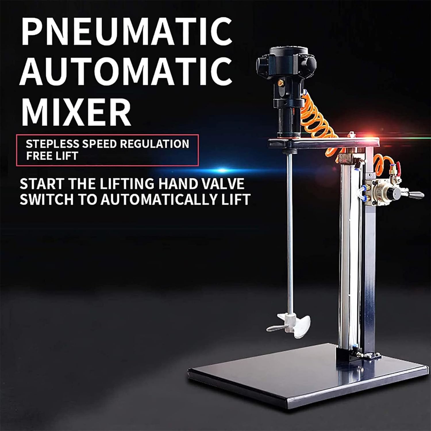 5 Gal/20LPneumatic Mixer, Pneumatic Paint Mixer Machine Ink Coating Mixing Tool with Bracket and Stainless Steel Blade