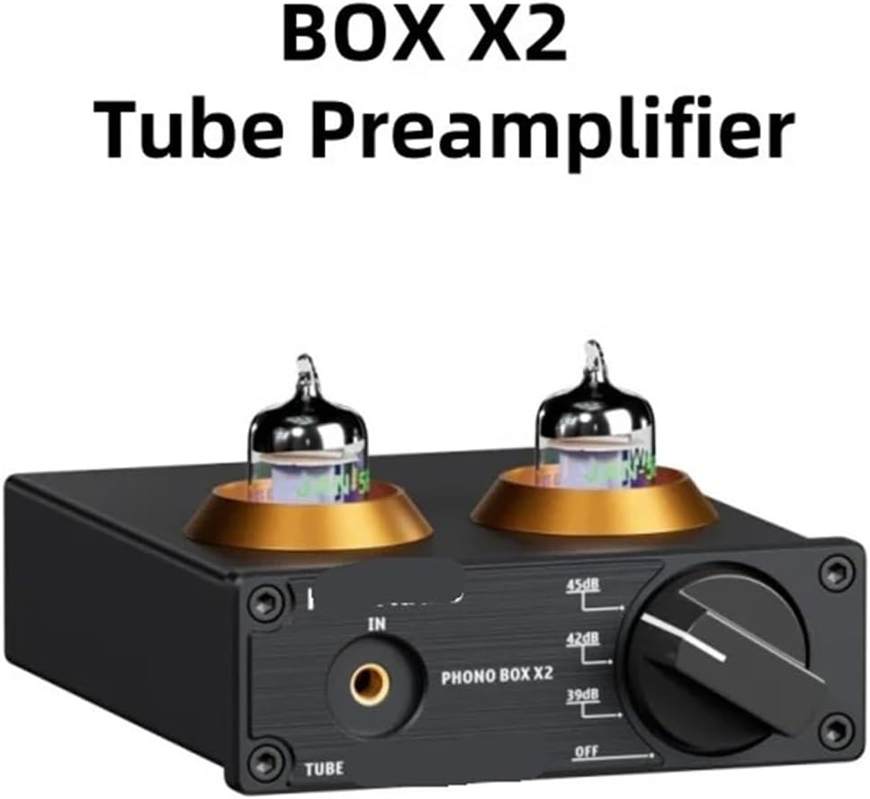 Phono Preamplifier for Turntable Phonograph Preamplifier Mini Stereo Audio HiFi Tube Amplifier Box X2 Suitable for DIY(Box X2 with 5654W)