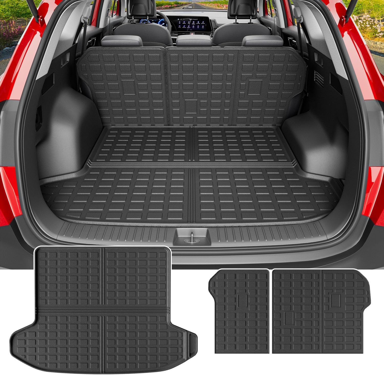 powoq Fuel&Hybrid Cargo Mat Compatible with 2023-2026 Kia Sportage Cargo Liner Trunk Mat TPE Backrest Trunk Liner Replacement for 2023 2024 2025 2026 Kia Sportage Accessories