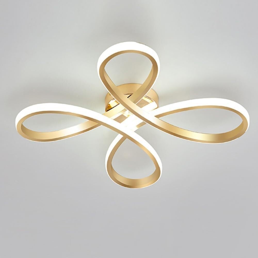 40W LED Ceiling Light with Remote, 3000-6000K Dimmable Modern Flush Mount Ceiling Lighting Fixture Gold Geometric Linearity Chandelier Ceiling Lamp for Bedroom, Living Room, Dining Room