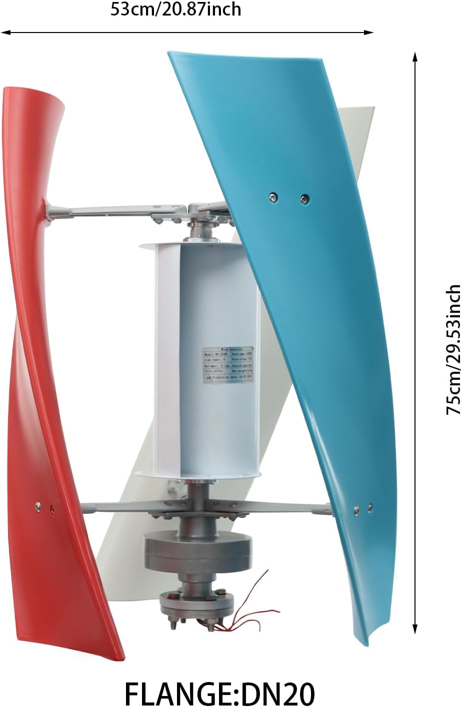 500W Vertical Wind Turbine, Generate Electricity Generator Kit, Winds Alternators with Auxiliary Wind Wheel, for Boats, Gazebos, Cabins, Mobile Homes