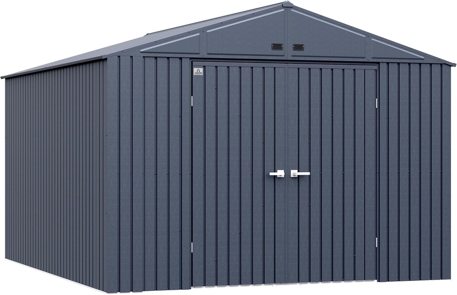 Arrow Shed Elite 10' x 12' Tall Outdoor Steel Storage Shed with High Gable and Lockable Doors Storage Building, Anthracite