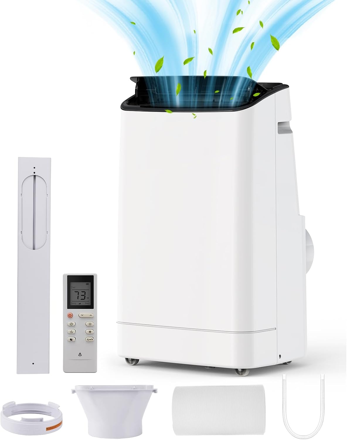 14,000 BTUs Portable Air Conditioner for Room Up to 350 Sq.Ft, 3 in-1 Quiet Cooling AC Unit with Remote Control, Fan & Dehumidifier, Remote Control, 24H Timer, Smart Sleep Mode