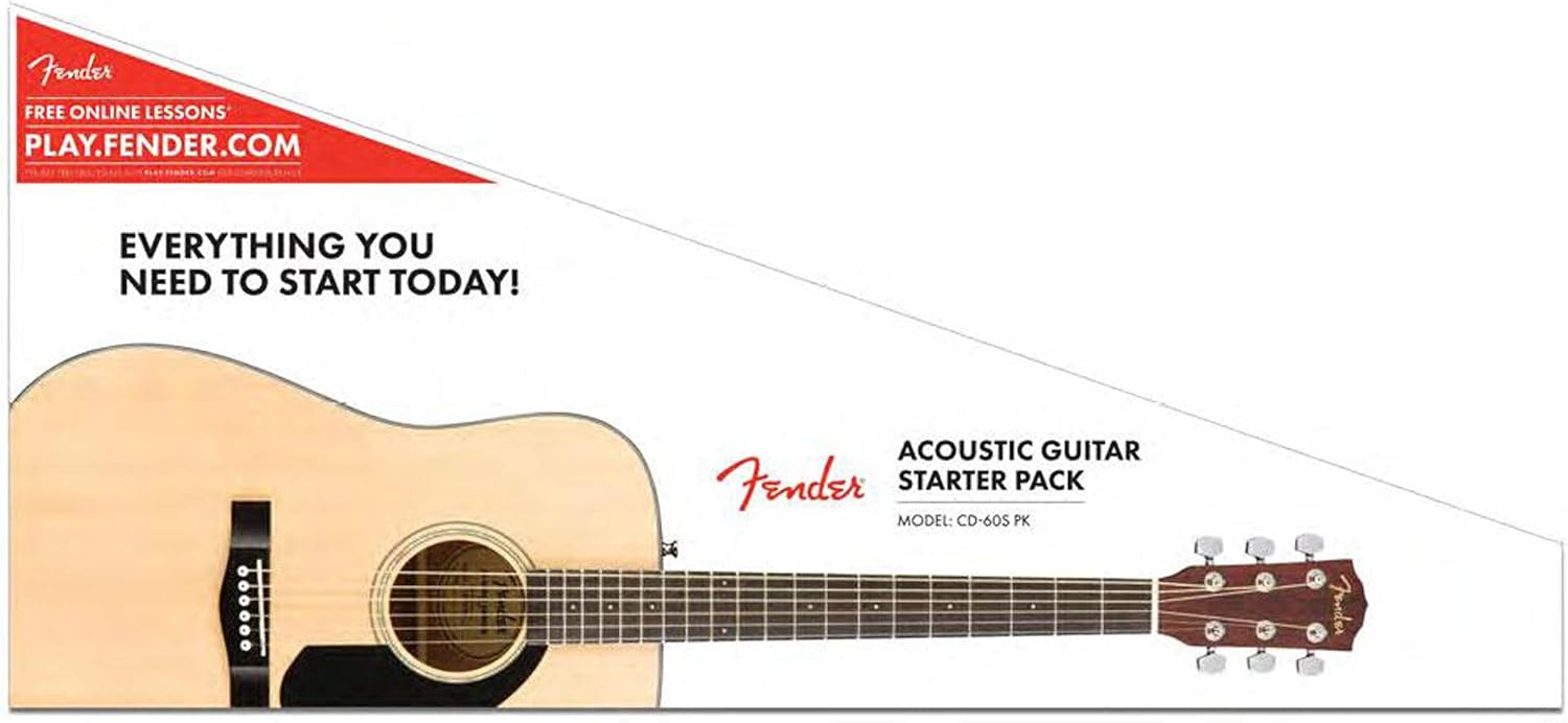 Fender FA-115 Dreadnought Acoustic Guitar Pack, with 2-Year Warranty, Natural, with Gig Bag and Accessories