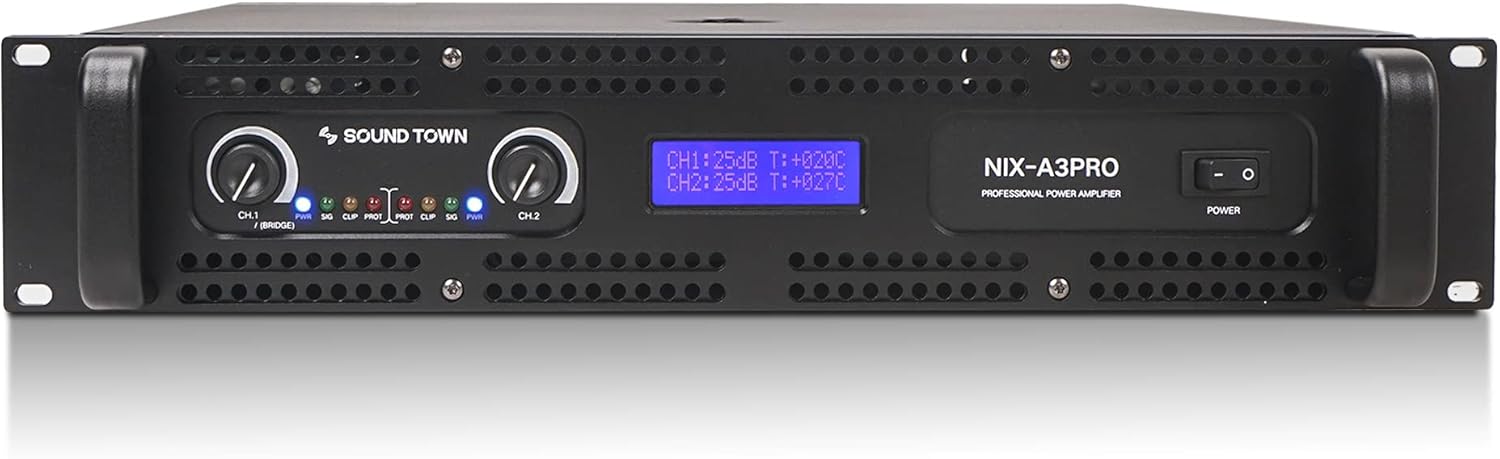 Sound Town 2-Channel 1100W Rack Mountable Professional Power Amplifier with Low Pass Filter, LCD Display (NIX-A3PRO)