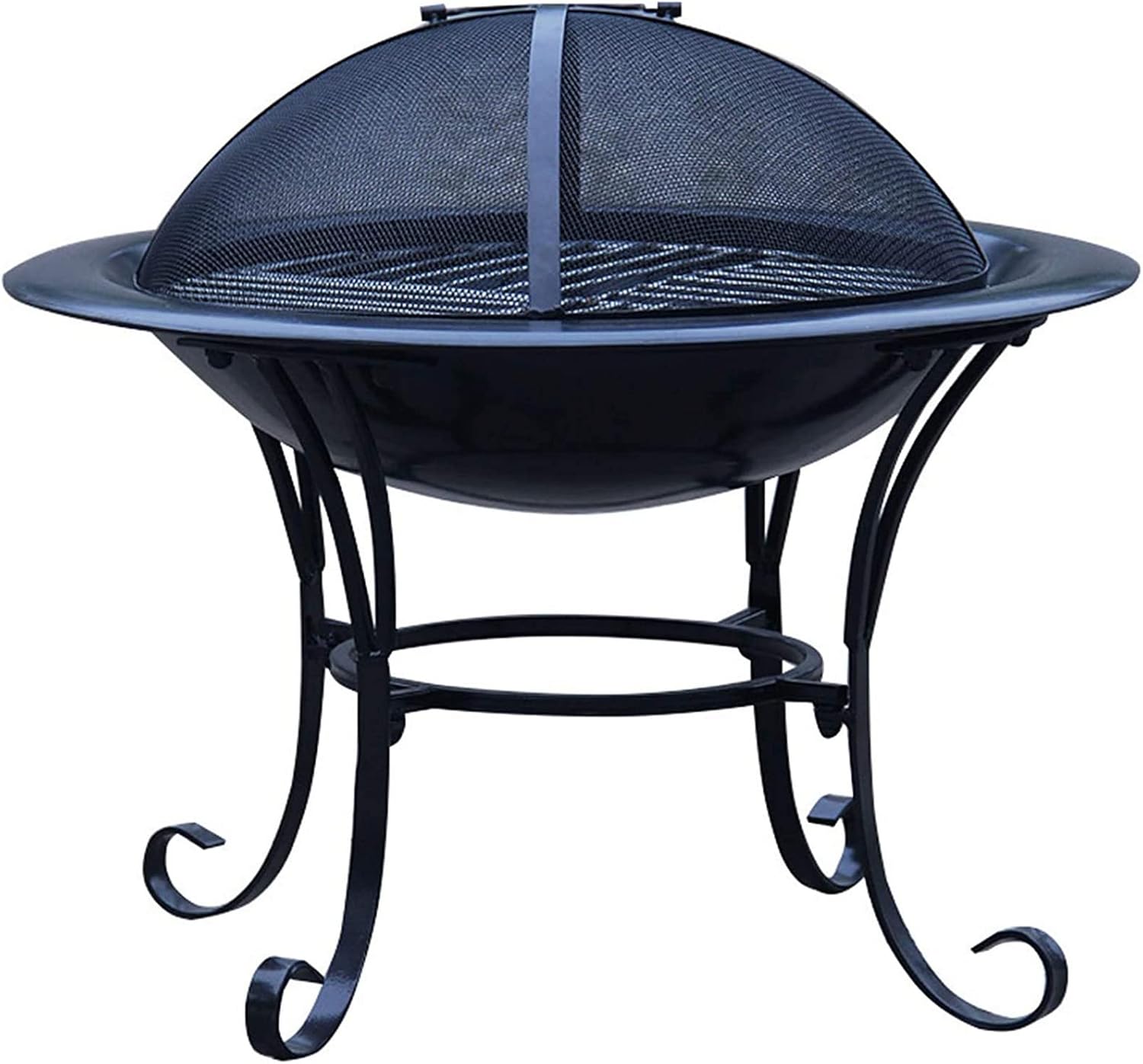 Fire Pit Garden Grill Outdoor Fire Pit Steel BBQ Grill Firepit,Fire Bowl with Mesh Spark Screen Cover,Bulit-in Grate for Camping Picnic Patio d Beaches