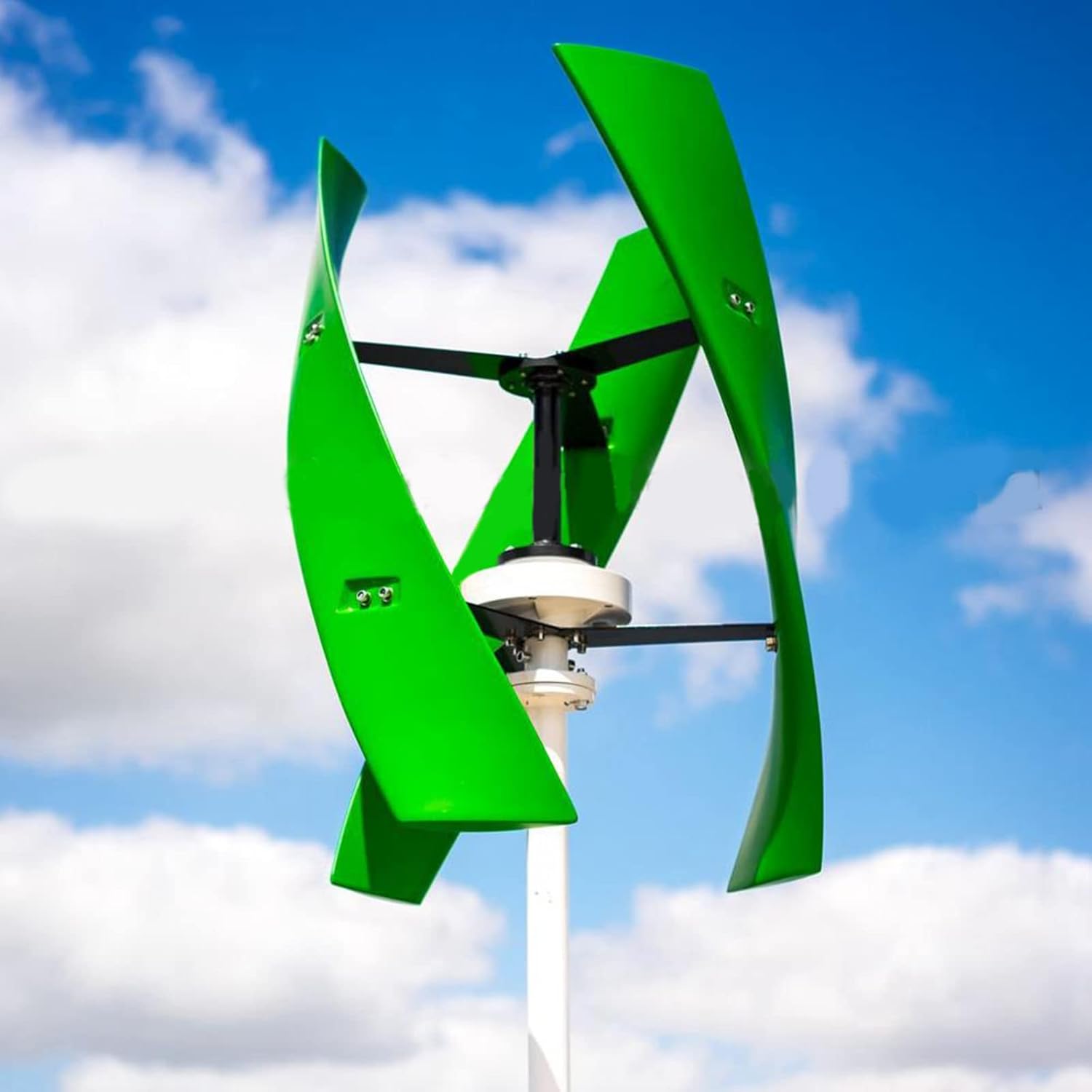 Vertical Wind Turbine Generator Kits, 3 Blades12000w 12V -220V Noiseless Energy Wind Generator with MPPT Controller for Home Boat Marine Monitoring (Green)