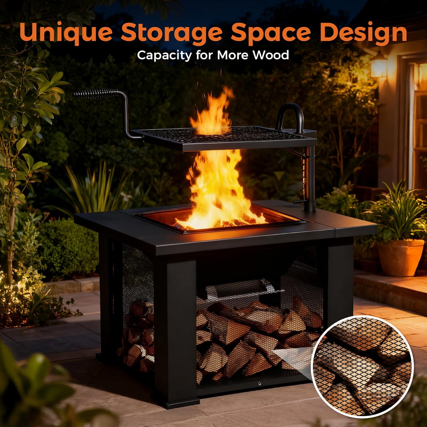 BALI OUTDOORS Fire Pit with BBQ, Outdoor Fire Pit for Wood Burning, Patio Firepits for Outside with Grill