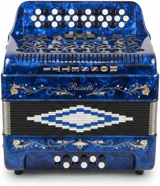 Rossetti 3412 34 Button 12 Bass 3 Switch Accordion (Blue)