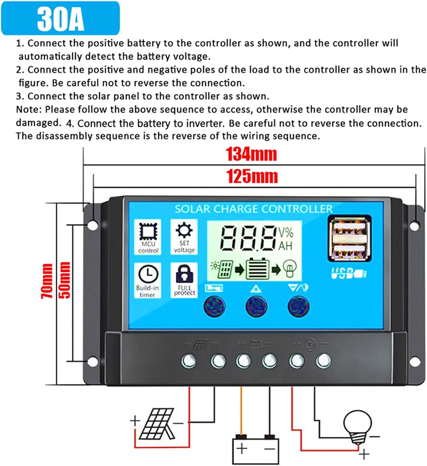 3000W 12V Solar Panel Kit with 18W Panel, 30A Charge Controller, Inverter for 110V/220V Output, Off-Grid Power Supply for RV, Home, Camping, Backup Generator System(Black,12-110v)
