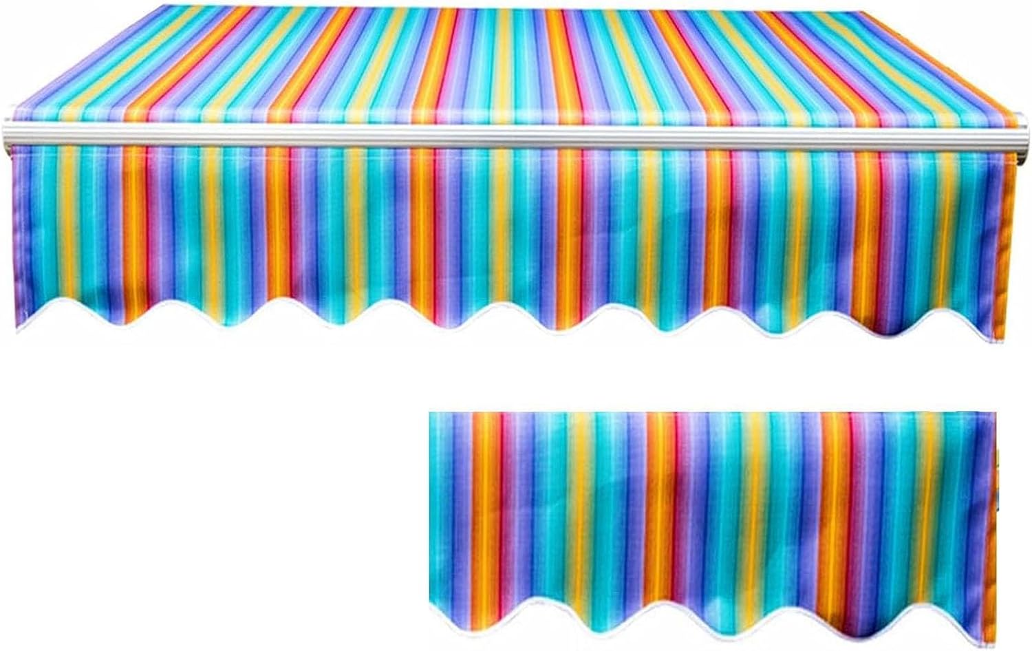 DAZULI Retractable Awning Fabric Replacement Uv Protection Waterproof Outdoor Sunshade Canopy Cover for Deck Balconies(Size:22.9x9.8ft,Color:Grey White)