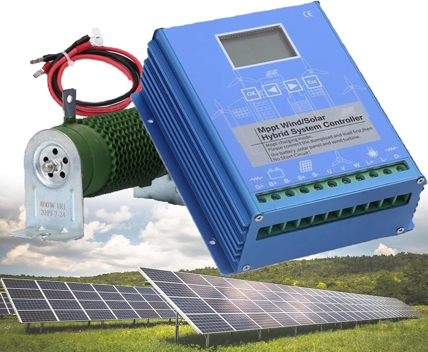All-in-One Wind & Solar Regulator - 15000W Max with Real-Time LCD Monitoring (Auto 12V/24V/48V)(24V)