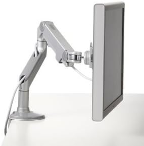 Humanscale M8 Adjustable Articulating Computer Monitor Arm - Bolt Through Mount with Base - Silver with Gray Trim