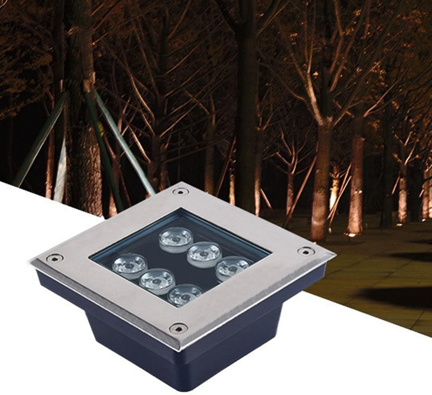 Square Underground Light Outdoor Ground Light IP66 Waterproof Garden Embedded Spotlight for Walkway, Pathway, Patio, Step, Deck Landscape Lamp, AC85-265V (Color : Warm White, Size : 48W)