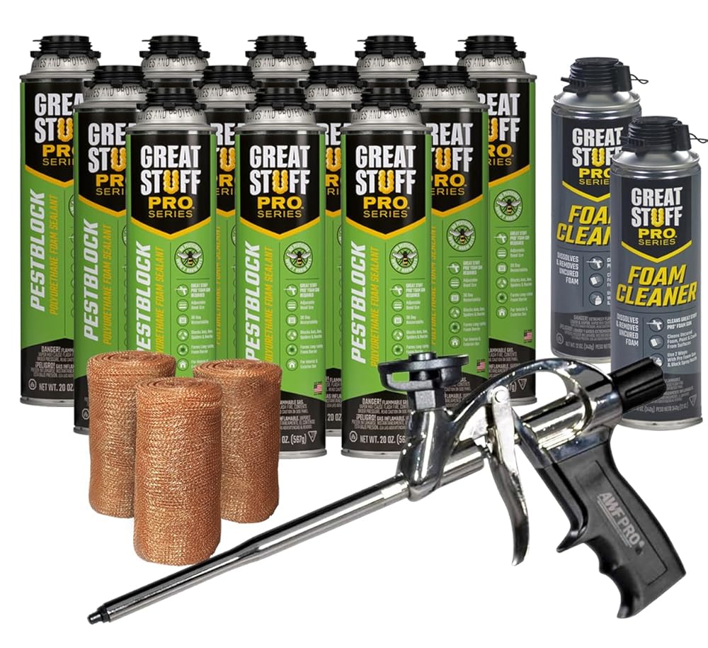 Great Stuff Pro Pestblock Polyurethane Foam Sealant 20 oz, Case of 12. Insulating Foam Sealant Expands Up to 3
