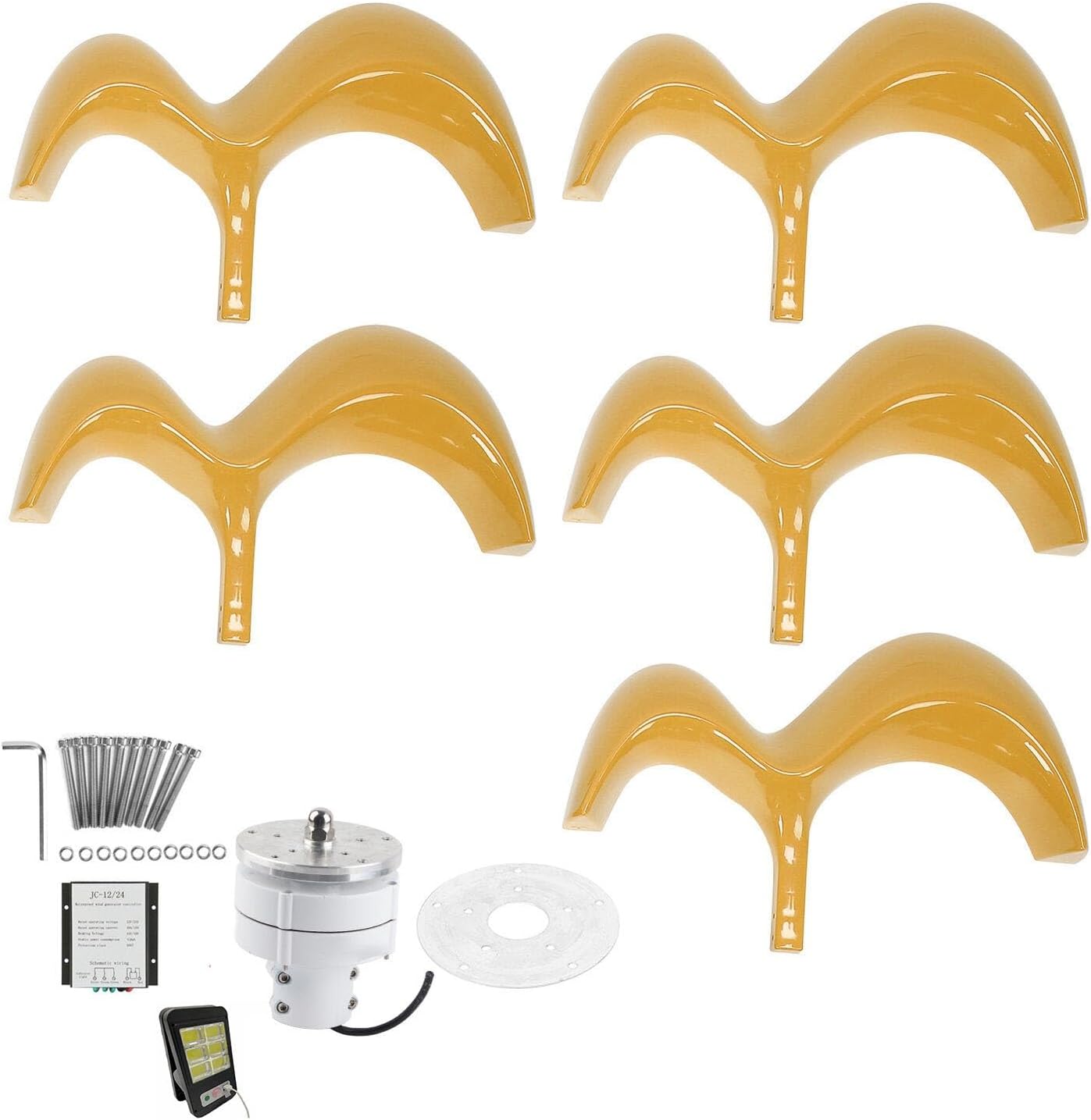 12V 24V 48V 220V Wind Turbine Kit 2KW Vertical Three-Phase 5 Blade Generator New Energy Wind Turbine Generator with Controller and Solar Garden Light (Color : 2KW, Size : 12V)