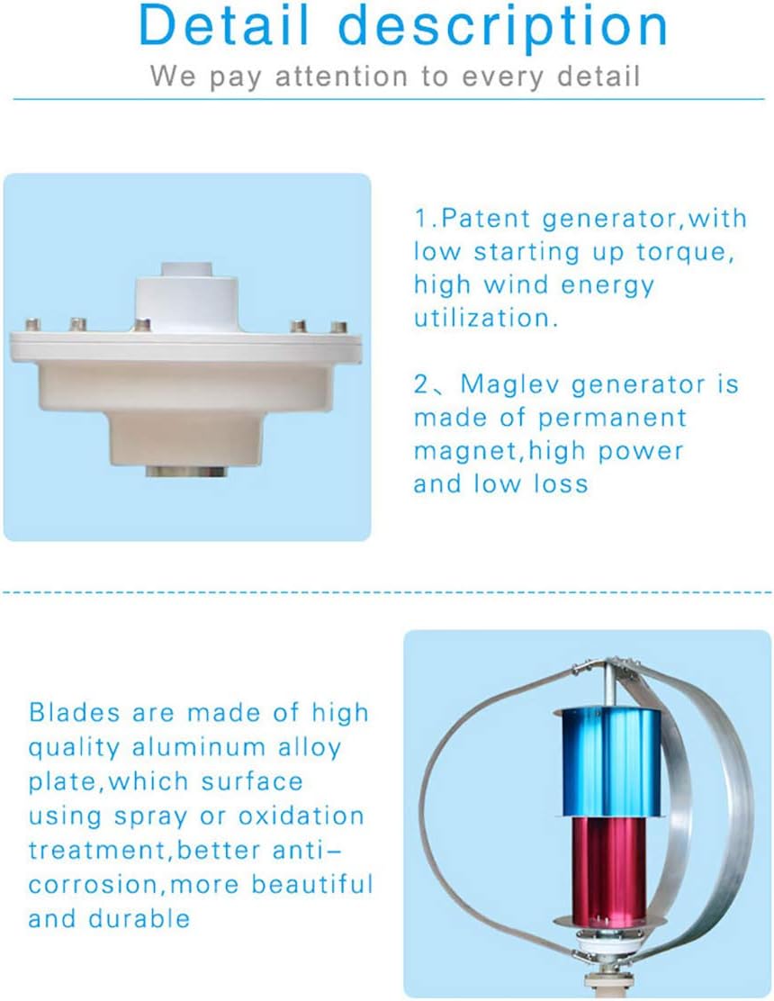 Energy Generator 400W 600W 800W Wind Power Mill Vertical Axis Low Start Up Wind Speed Efficient for Home Wind Turbine,12v,600w