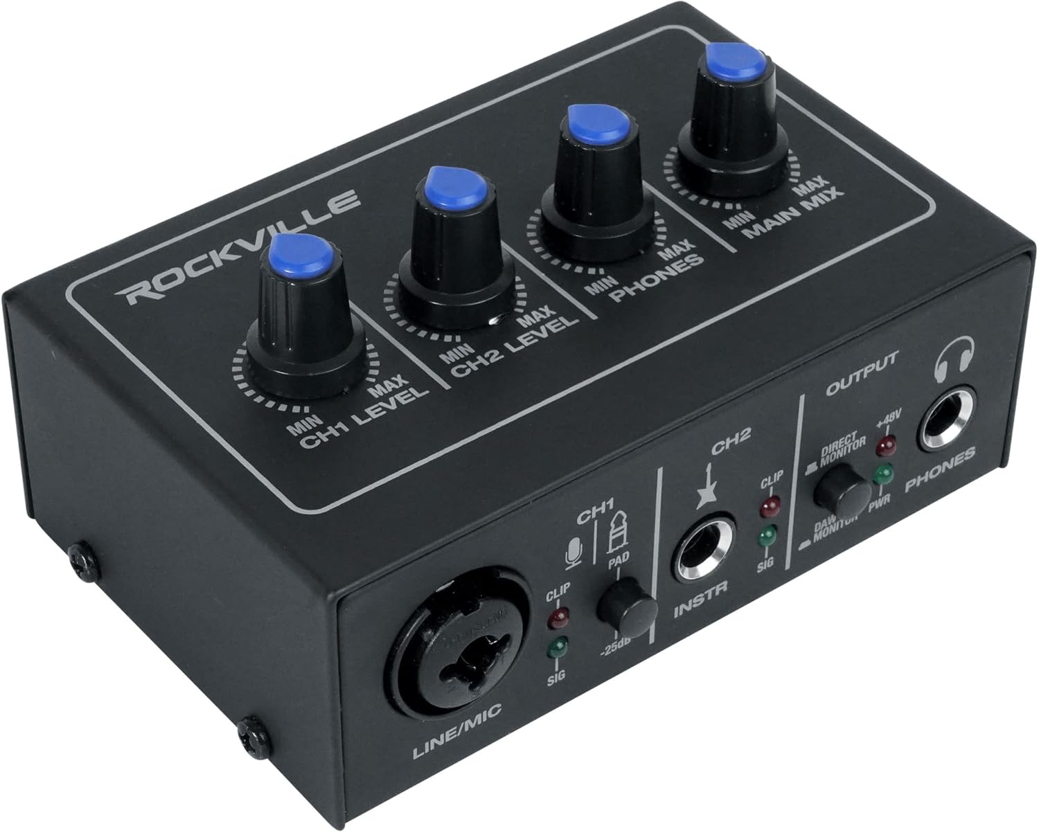 Rockville Bundle: Rockville ROCK-U MINI Computer Recording Interface Bundle with MIDI Keyboard Controller, Studio Mic, Headphones, (2) Speakers, (2) Stands, Mic Shield, (2) Isolation Pads (13 items)