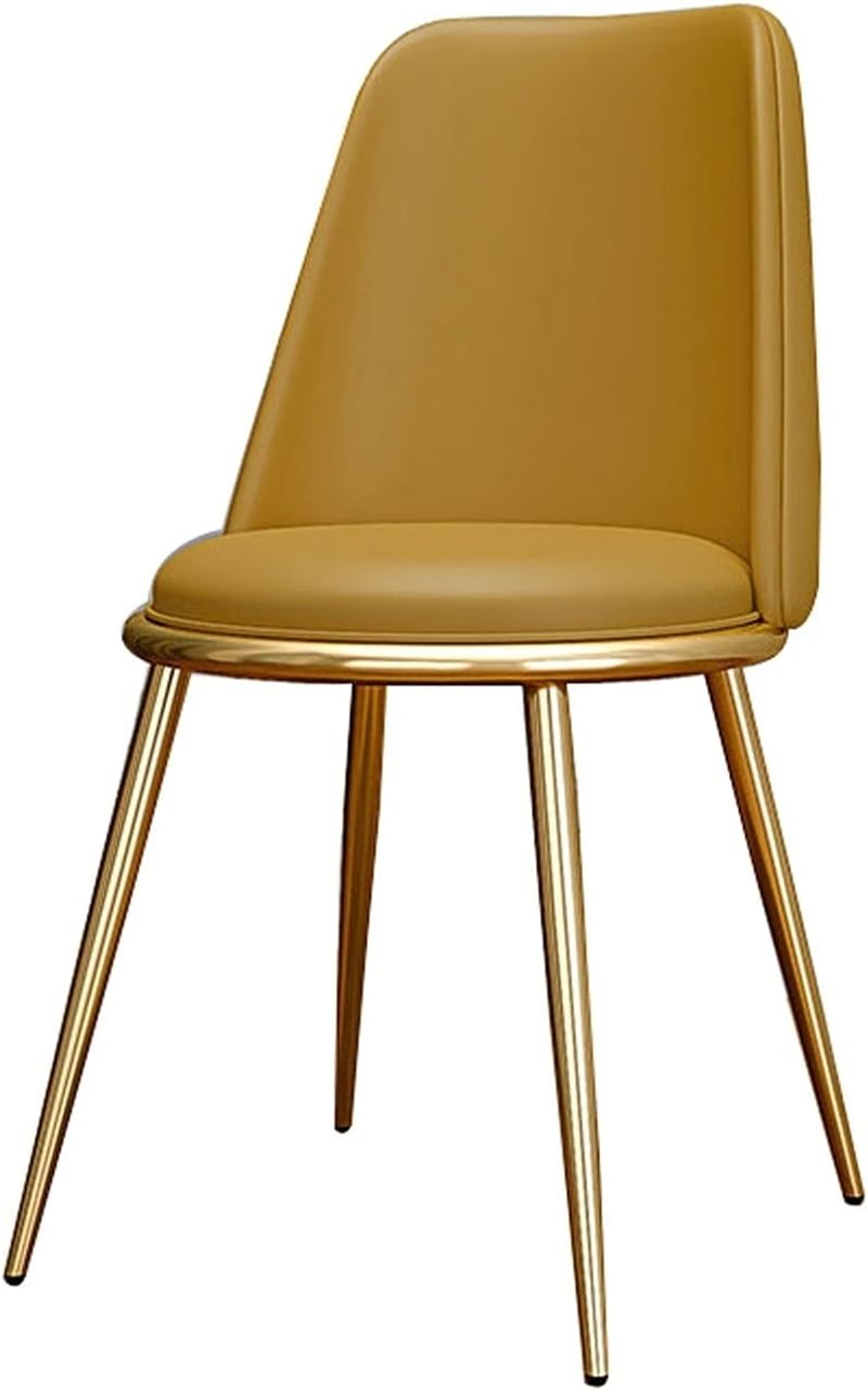 Modern Kitchen Dining Room Chairs Water Proof PU Leather Dining Chairs with Metal Legs Soft Cushion Seat and Back for Office Lounge Kitchen Bedroom (Color : Yellow)