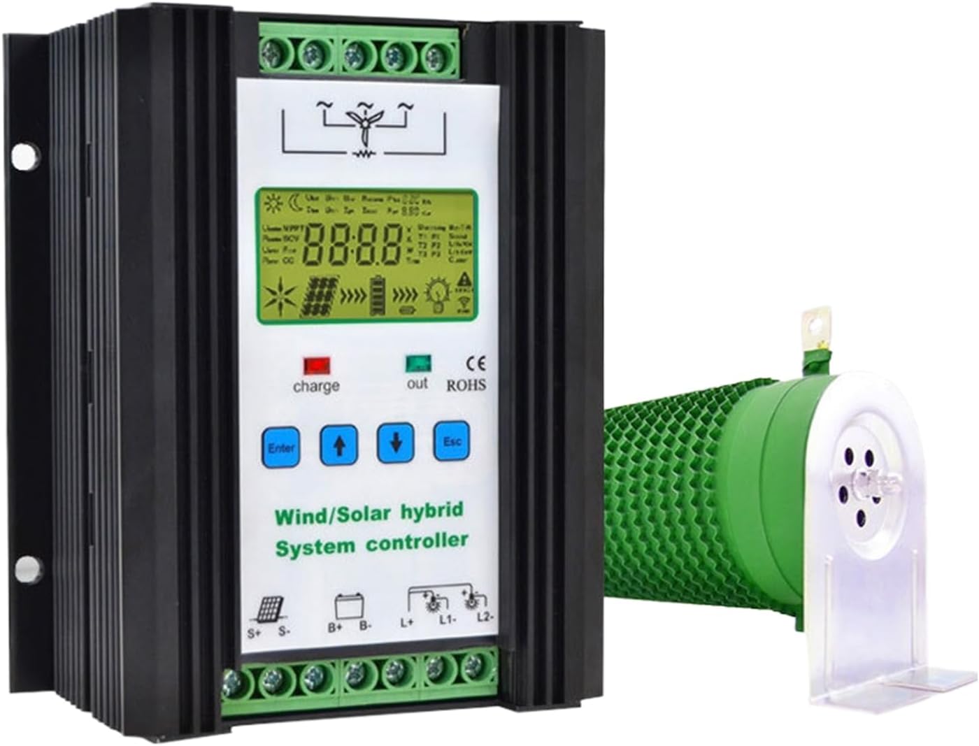 12000W Solar Hybrid MPPT Charge Boost Controller,24V/48V Wind Turbine Generator Solar Charger Equipped with LCD Display Screen for Wind Generator Solar Panel ,48V