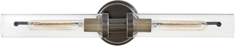 Hinkley Vaughn 51452BX Two Light Bath Vanity Fixture - Industrial Sleek, Mounts Vertically or Horizontally, Damp-Rated - Black Oxide + Heritage Brass