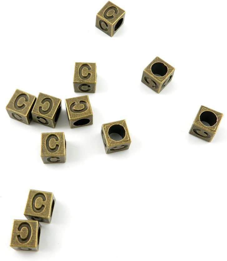 1180 Pieces Jewelry Making Charms Findings Antique Bronze Brass Fashion Jewellery Wholesale Supplies Pendant Lots Bulk Supply K5DH9 Alphabet C Cube Loose Beads
