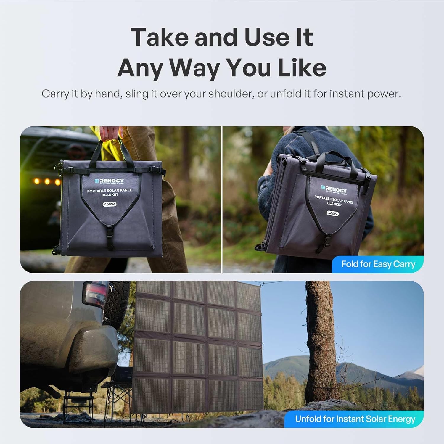 Renogy 200W Portable Solar Panel Blanket, 25% High Efficiency N-Type Foldable Solar Charger for Power Station, Lightweight 8-Fold Space Save, USB-A Type-C Output, For Camping, RV, Pickup Truck, Marine