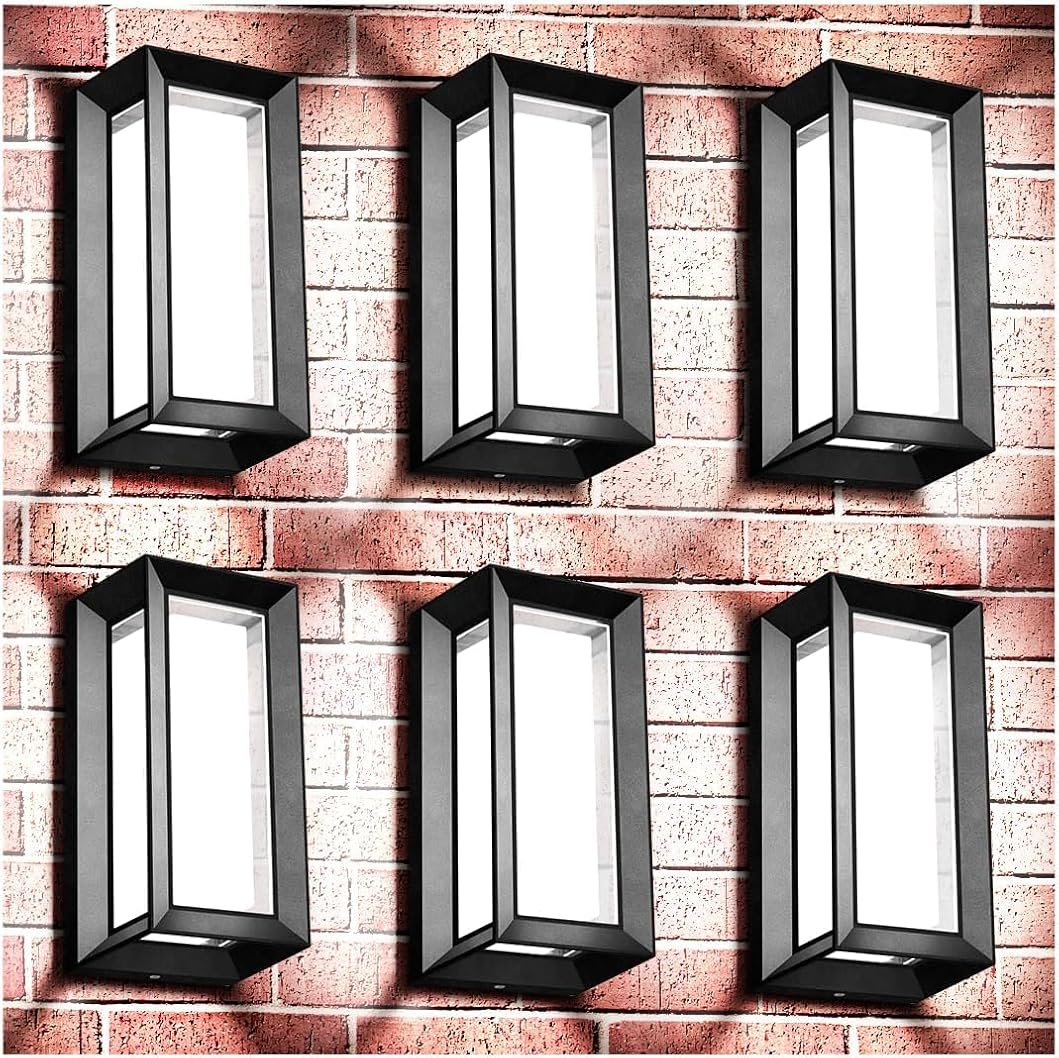 ledmo Porch Wall Light Outdoor Wall Sconce, Modern LED 1800LM 6000K Daylight Wall Light Fixture, 18W Aluminum Acrylic Shade Exterior Lighting for House, Patio, Backyard, Stairway, 6 Pack