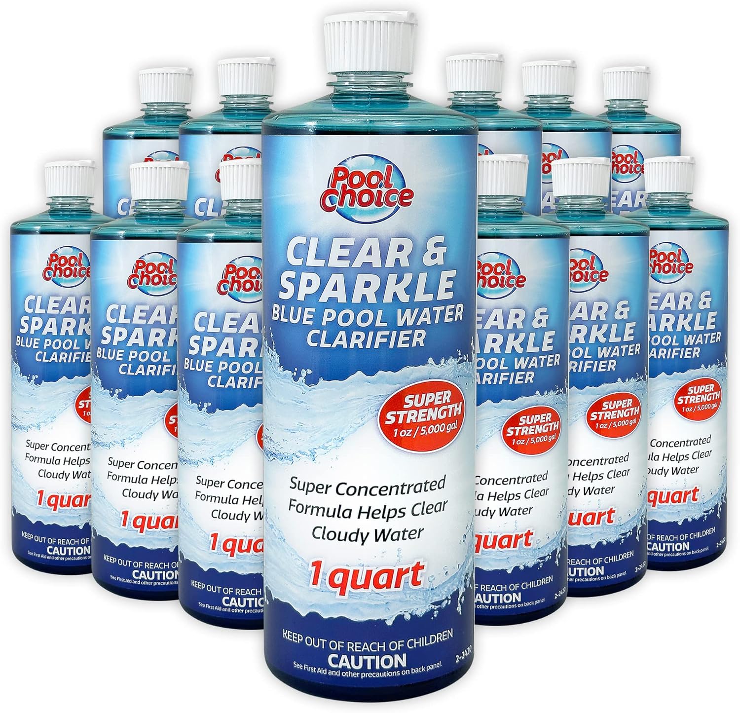 SpaChoice 1-Quart 12-Pack Premium Clear and Sparkle Blue Pool Water Clarifier, Pool Clarifier, Made in USA