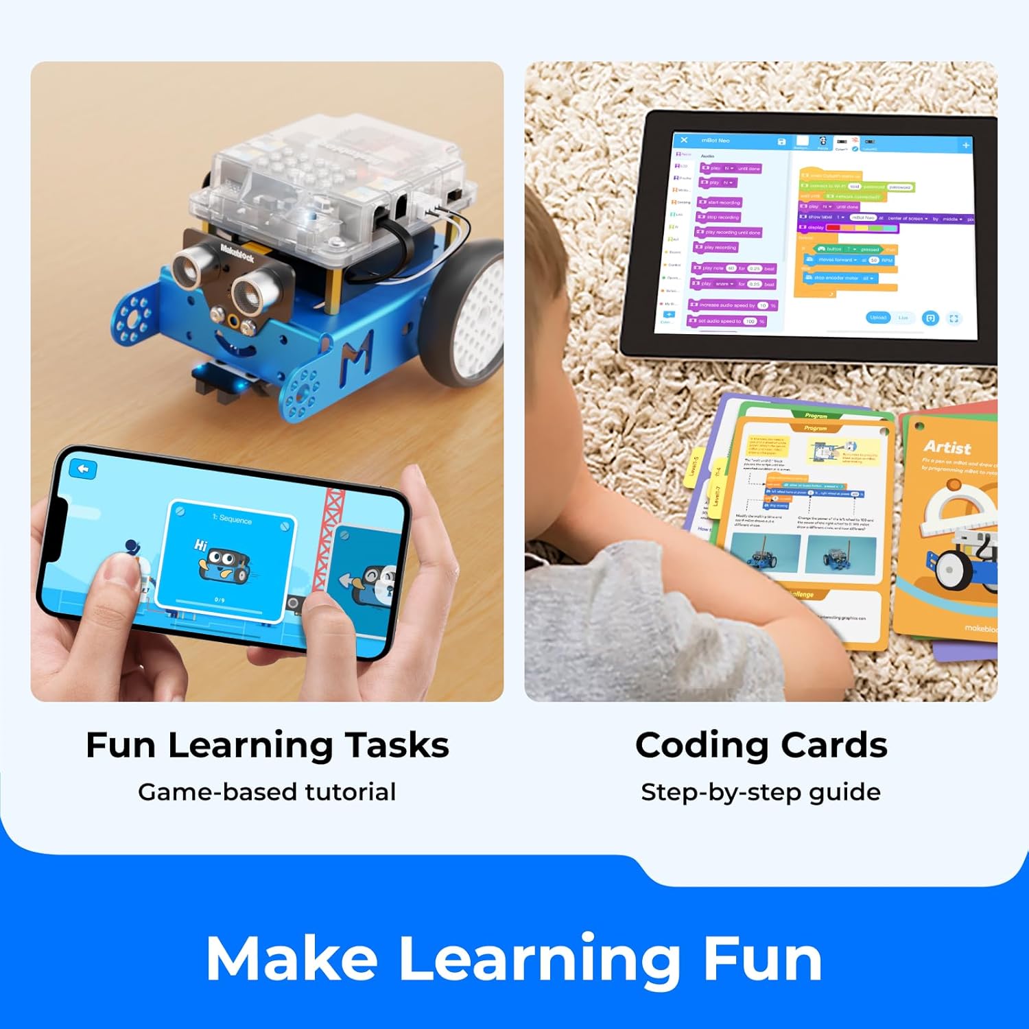 Makeblock mBot Robot Kit, Robotics for Kids Ages 8-12 Learn to Code with Scratch & Arduino, STEM Toys Science Kits for Kids Age 8-12 Boys and Girls Age 8+