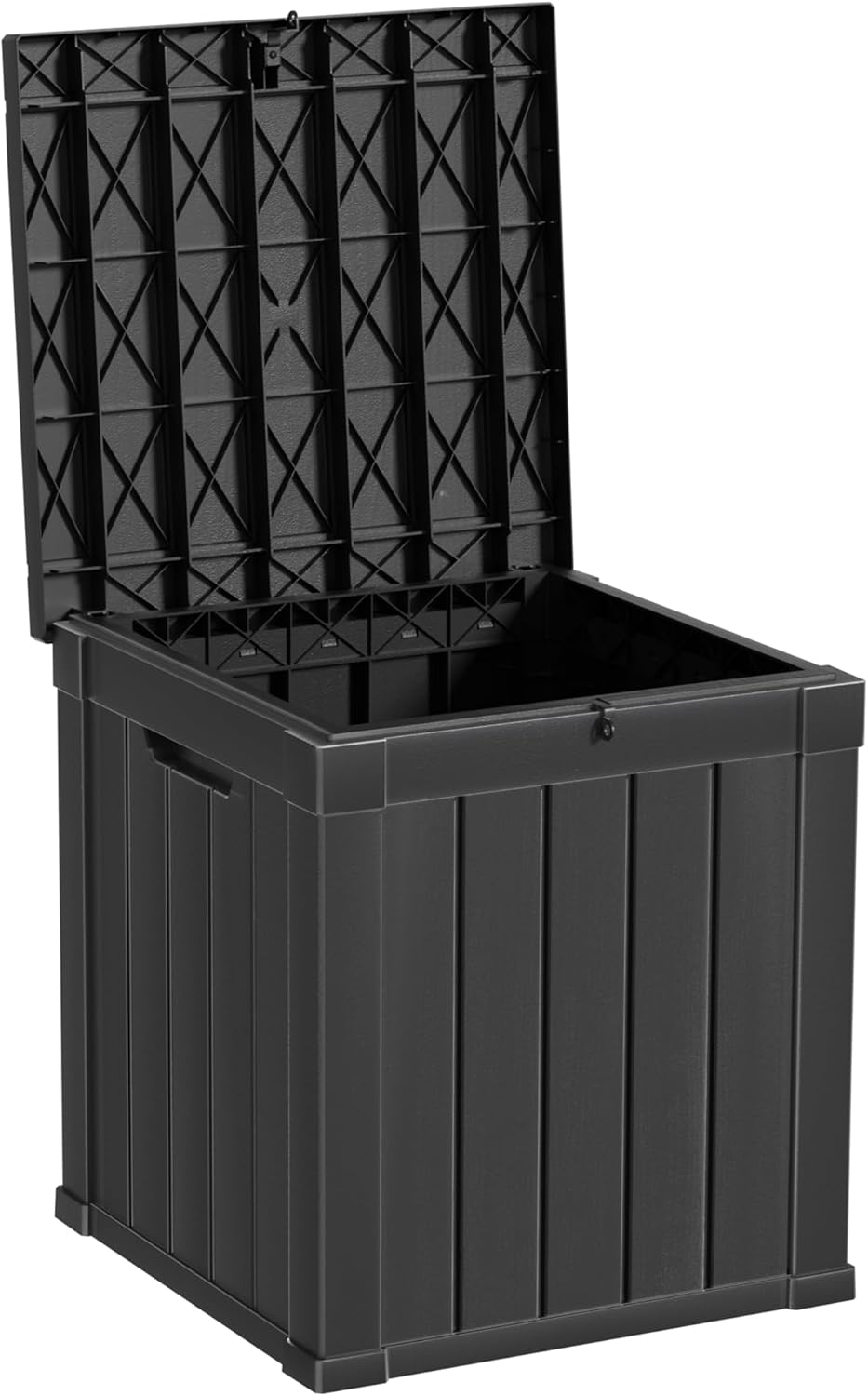 50 Gallon Double-Wall Resin Deck Box - Lockable Waterproof Outdoor Storage Box, 515bs Capacity & Doubles as Seating for Patio Furniture - Garden Tools, Pool Accessories (Black)