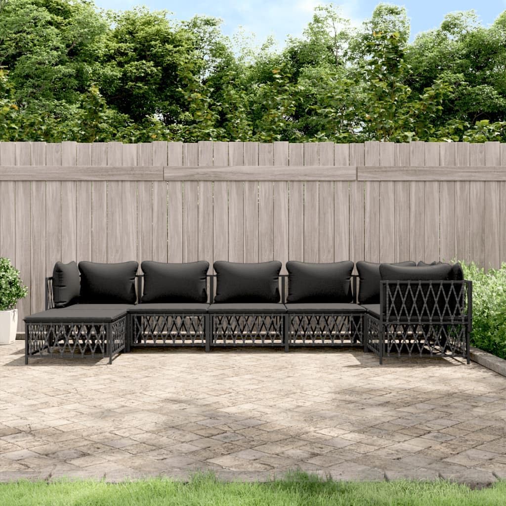7 Piece Patio Lounge Set with Cushions Anthracite Steel,Cozy Outdoor Lounge Set with Durable Material and Modular Design Furniture Sets for Patio, Lawn & Garden