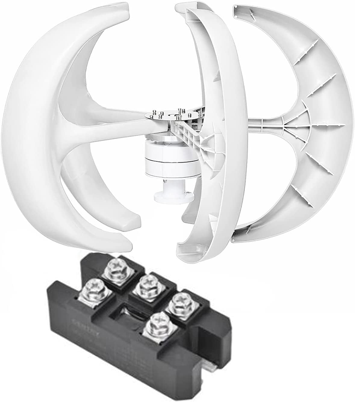 LiuSj JUnSt 8000W Wind Turbines Generator Vertical Axi Lantern with Rectifier,Home 5 Blades Wind Turbinesmotor Kit with Controller,White