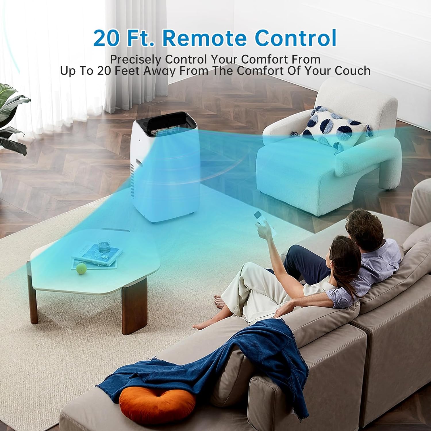 Zstar 14000BTU Portable Air Conditioner, Portable AC Unit for Room up to 750 Sq. Ft. Space, Portable AC w/Remote Control, 3-In-1 Cool, Fan, Dehumidify Modes, Portable AC Unit for Indoor Room Office