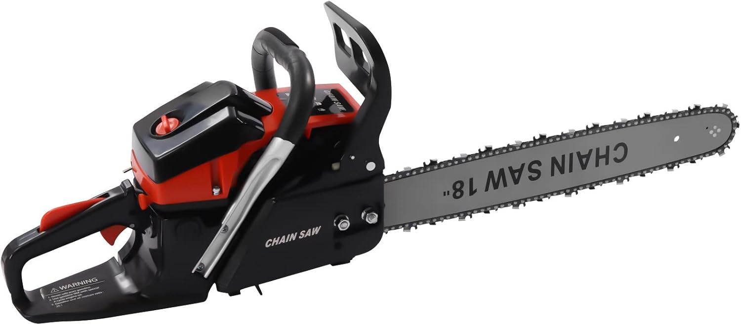 58CC 4.4HP 2-Cycle Gas Powered Chainsaw, 18Inch Gasoline Chainsaw Single-cylinder Air-cooled Petrol Chainsaw, Portable Top Handle Gas Chain Saws for Wood Cutting & Tree Pruning