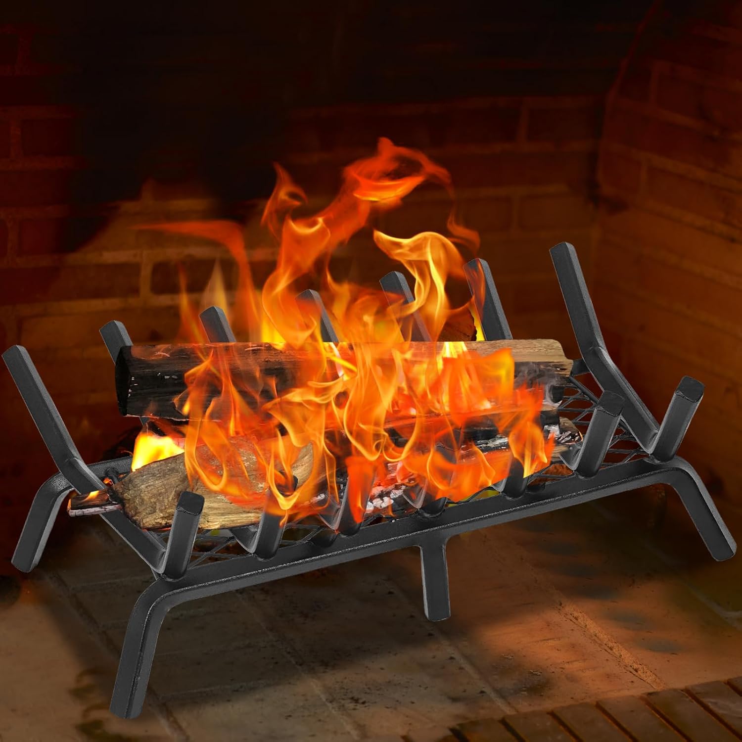 G GOOD GAIN Fireplace Grate with Ember Retainer, 26