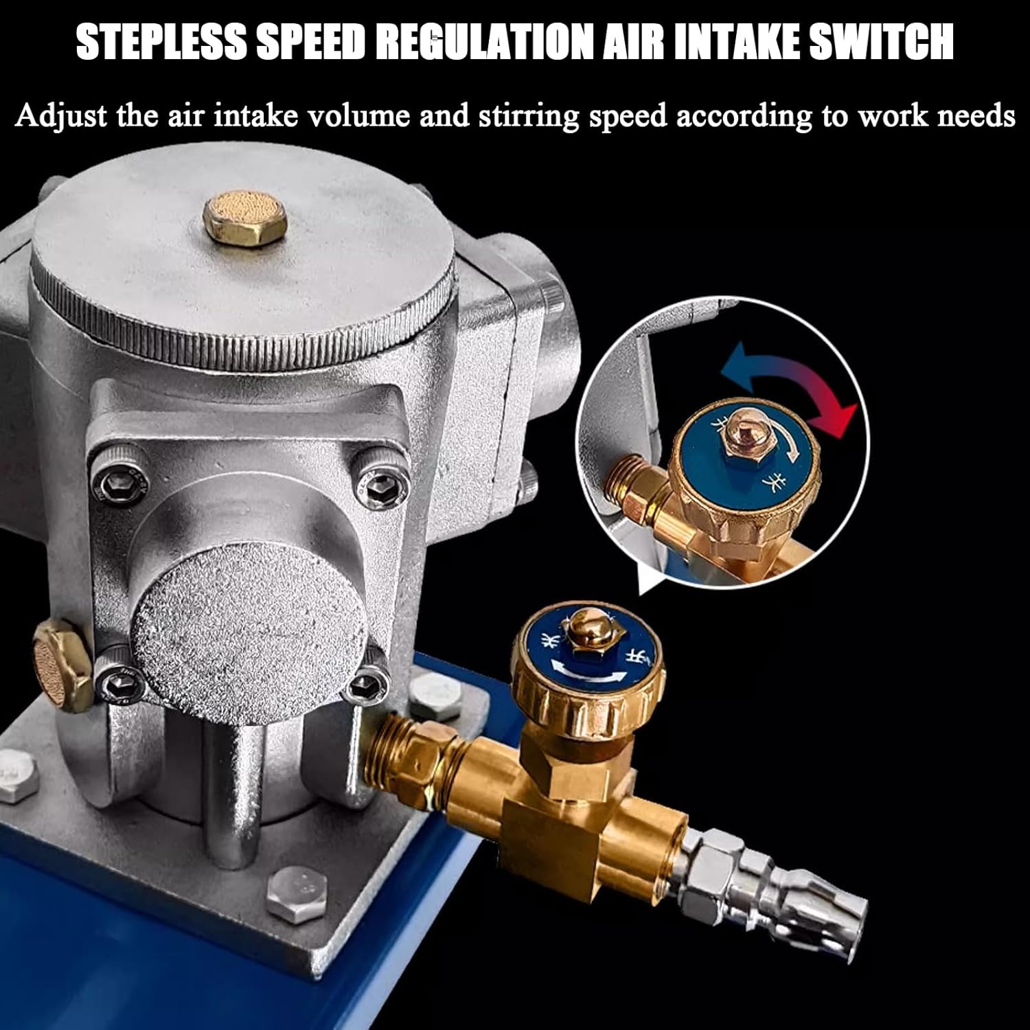 1/8HP Lifting Pneumatic Mixer, IBC Air Agitator, Pole Length 40CM, Air Mix Paint Stirring Machine, for Paints, Coatings, Glues, Inks, Food, Silicone Oil, Chemical Materials