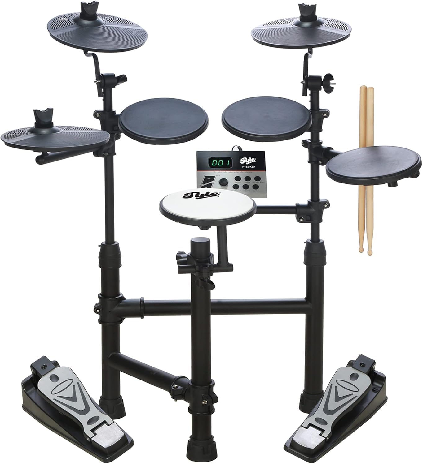 Pyle Electronic Drum Set-Portable Powerful Kit w Machine for Beginners Touch Sensitive Drum Pads, MIDI Computer Connection, Quick Setup Roll-Up Design (Mac & PC Compatible) (PTEDK50)
