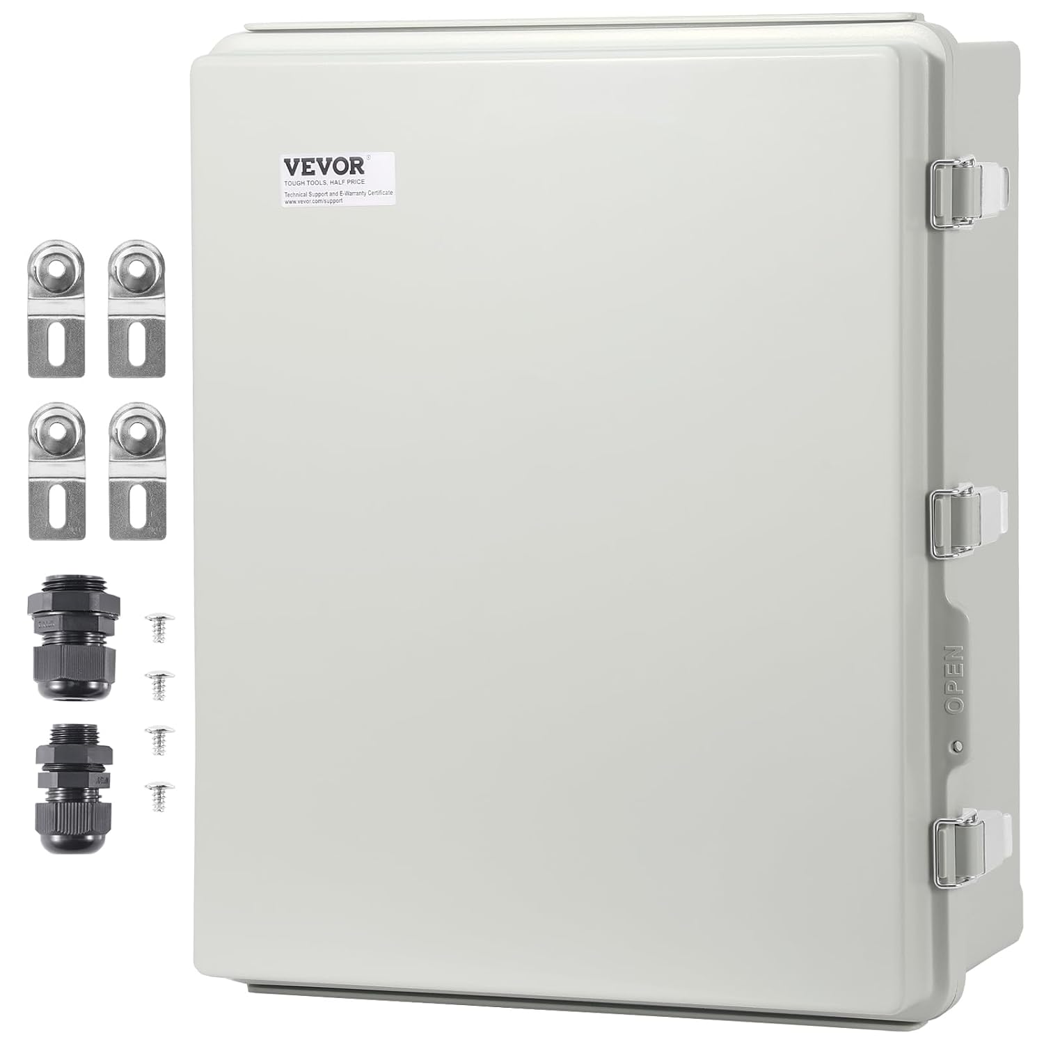 VEVOR Weather-Resistant Junction Box, Dimensions: 20.87x16.92x7.87 inches, Crafted from Durable ABS Plastic with a Secure Hinged Lid and Stainless Steel Lock, IP67 Rated to Ensure Protection Agains