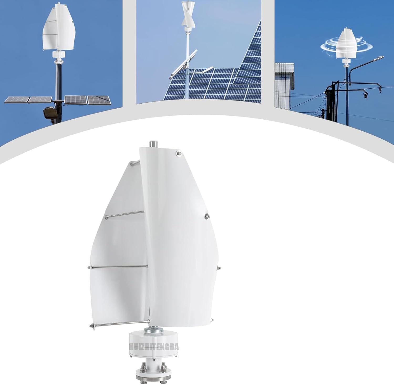 1000W Wind Generator 12V 24V 48V 2 Blades Low Speed Wind Turbine Power Generator Spiral Wind Power Generator for Wind and Solar Power Generation