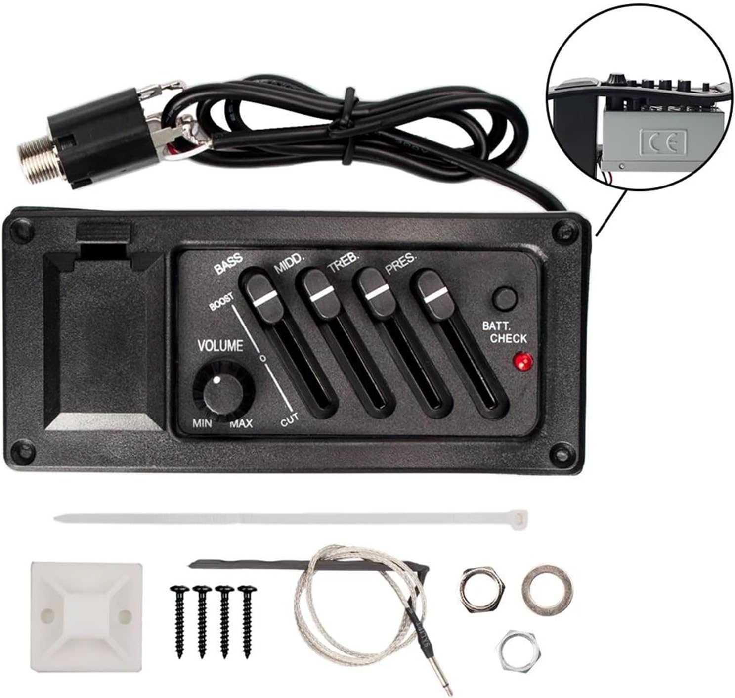 acoustic guitar pickup kit 10pcs 4 Band Acoustic Guitar Preamp Amplifier EQ Pickup Acoustic Guitar Amplifier Preamps Flat Side