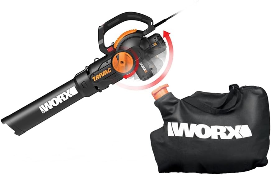 WORX WG512 12 Amp Trivac, 3 in 1 Electric Leaf Blower, Leaf Vacuum & Leaf Mulcher for Lawn Care