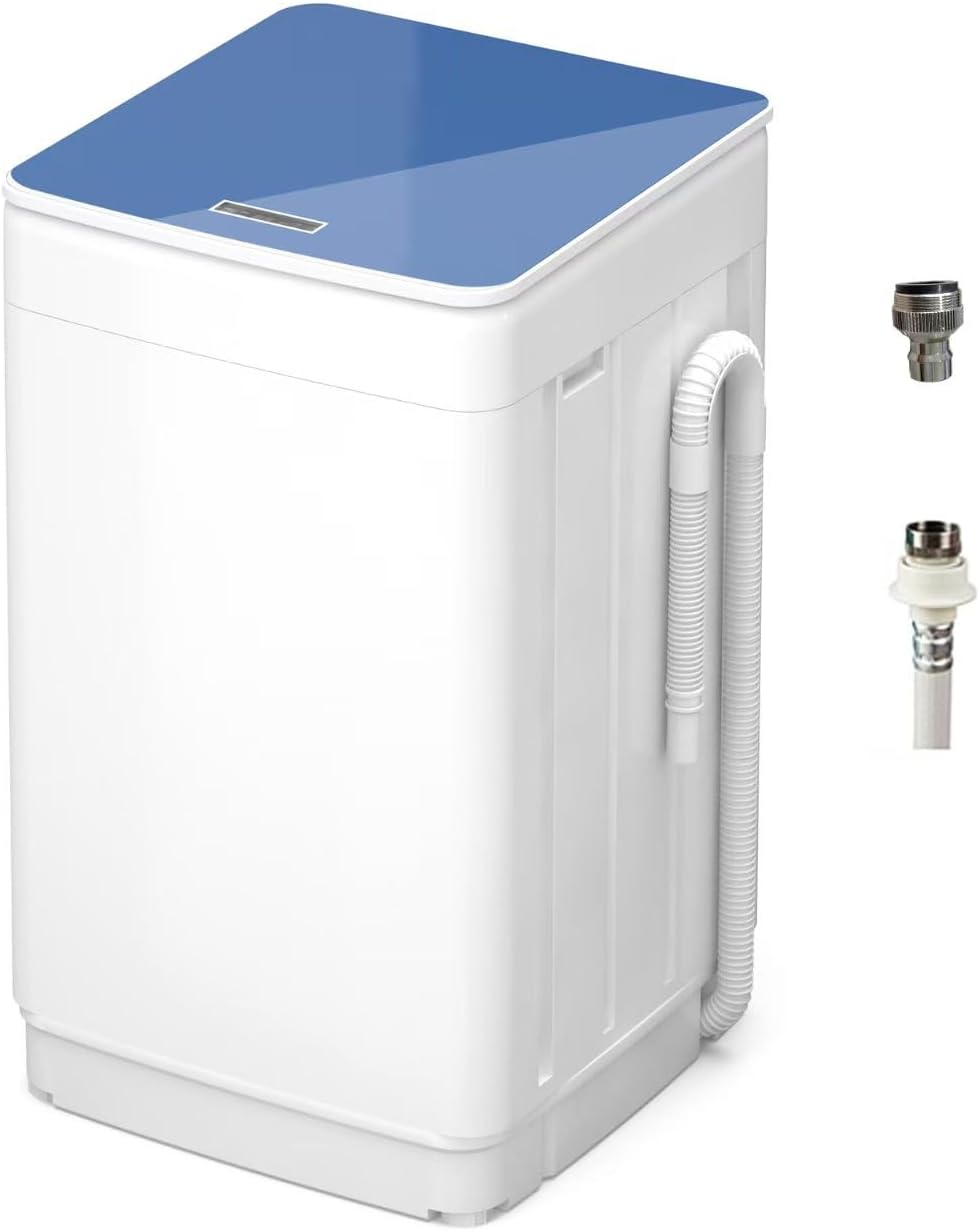 VCJ Portable Washing Machine, 20 Lbs Full-Automatic Portable Washer with 7 Wash Cycles, LED Display, Electric Laundry Machine for Apartment, RVs, Dorms