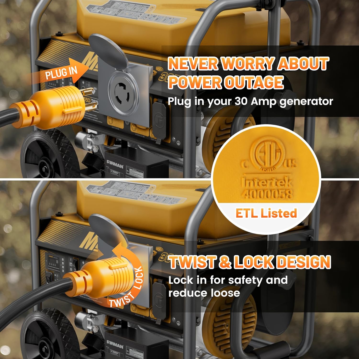 30 Amp to 20 Amp 110V RV Distribution Adapter NEMA TT-30P Male to 3X 5-15R/5-20R, Shore Power NEMA L5-30P to 3X 5-15R/5-20R RV Generator Adapter Marine 30 Amp to 110 15 Amp Household Regular Connector