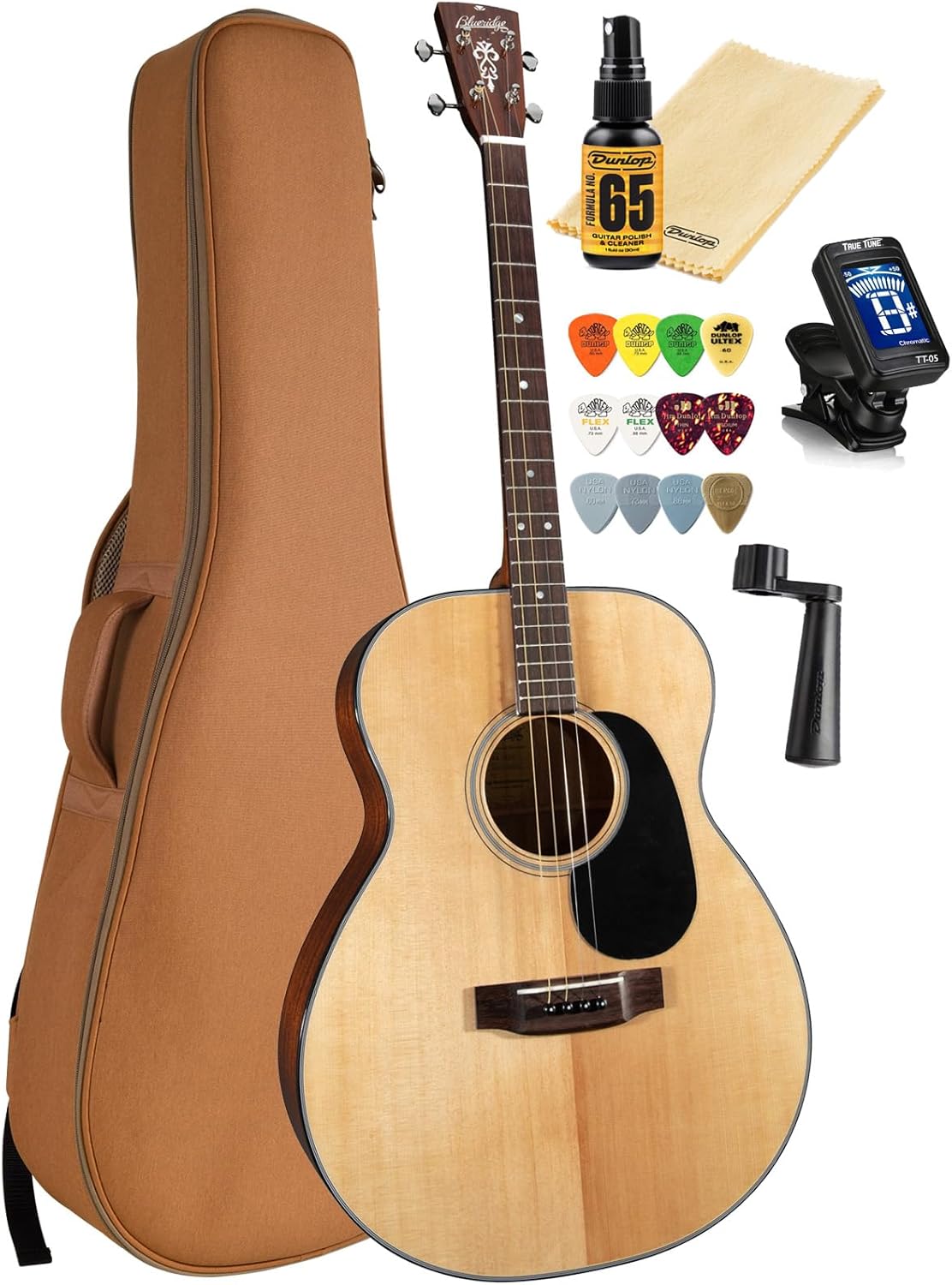 Blueridge BR-40T Tenor Guitar Contemporary Series Solid Spruce Top Mahogany Back/Sides 4-String with Instrument Alley, True Tuner Tuner, Picks, Winder, Dunlop Care Kit Bundle