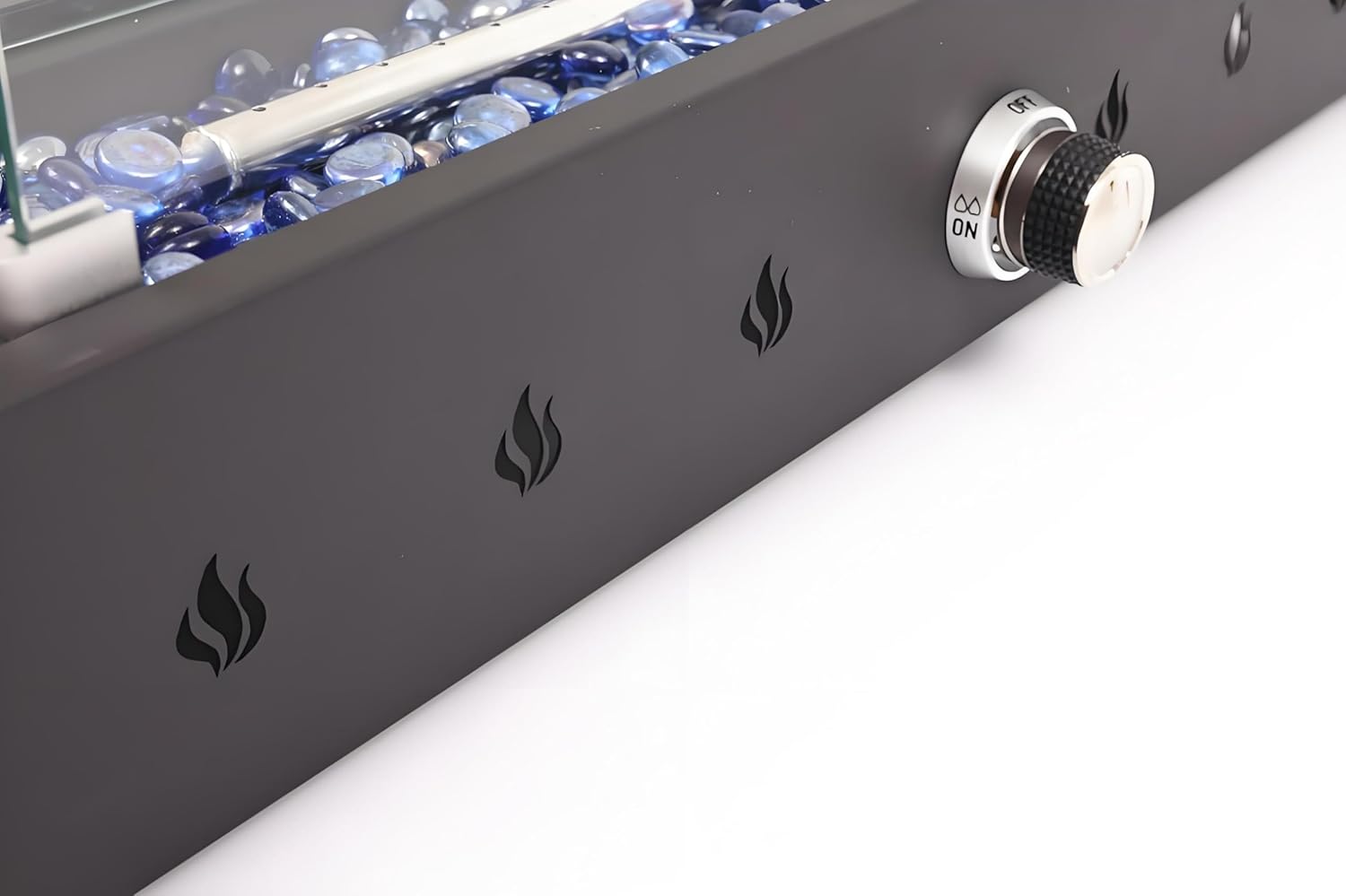 28-Inch Rectangle Fire Pit, 40000BTU Outdoor Propane Fire Pit, Wind-Resistant Firepits, Durable Iron Stylish Glass Beads Design,for Outside Patio,Garden,Deck